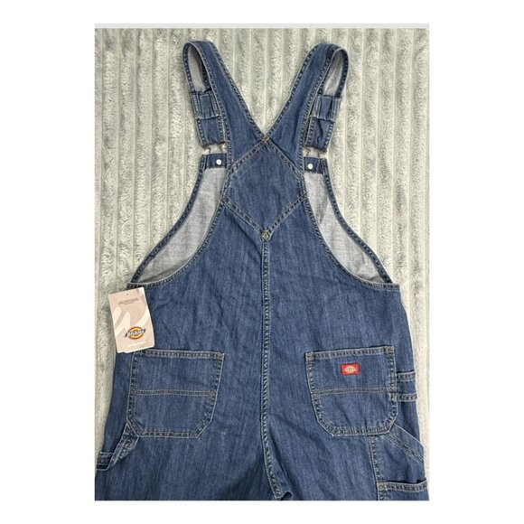 Dickies Carpenter Bib Overalls Womens Small Blue Denim Relaxed Fit Straight Leg - Picture 6 of 16